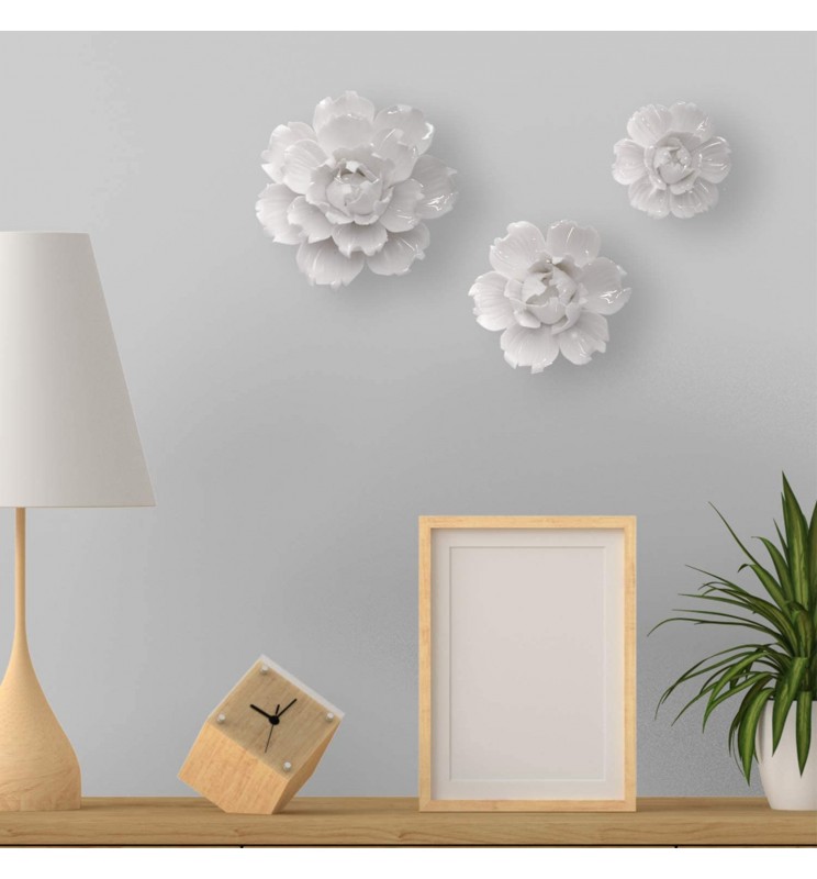 Ceramic Flower Wall Decor, Handmade Porcelain Wall Flowers Decoration